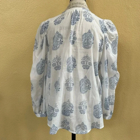 Alix Of Bohemia “Anna” Shirt In Lapis Bloom White/Blue Size Small EUC! - Picture 6 of 14